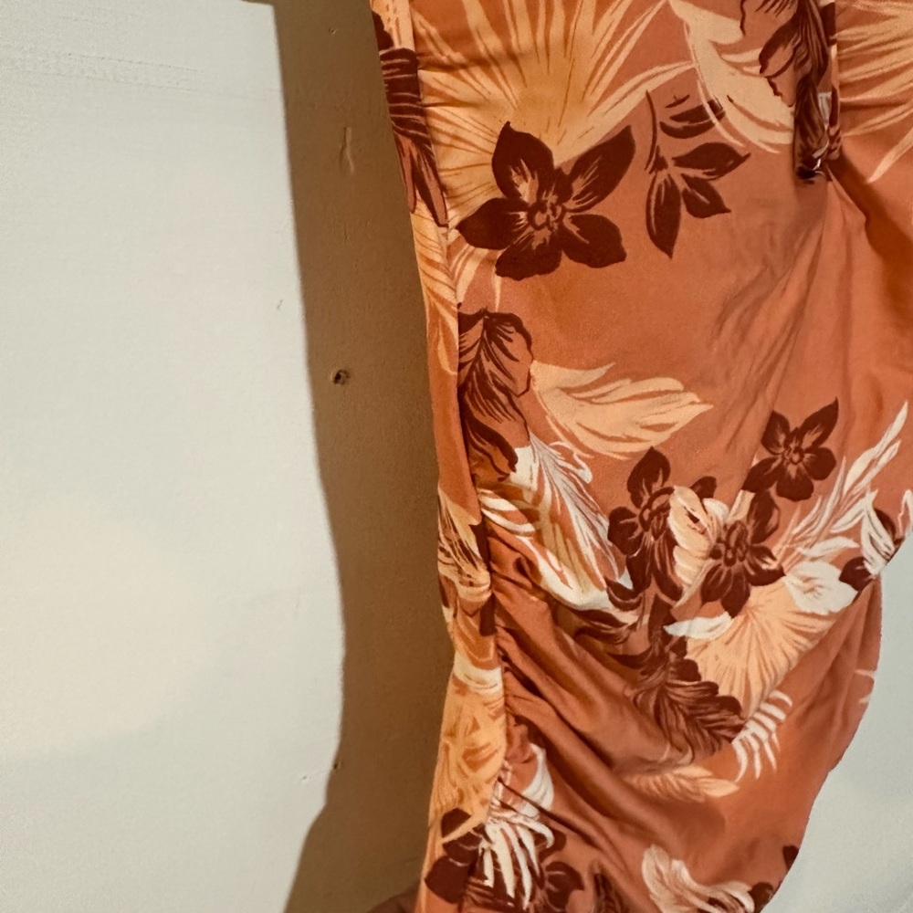 Anne Cole Orange and Brown One Piece Swimsuit with Sweetheart Neckline - Picture 7 of 7